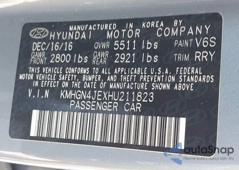 2017 Genesis G80 3.8 from USA, damaged, VIN KMHGN4JEXHU211823